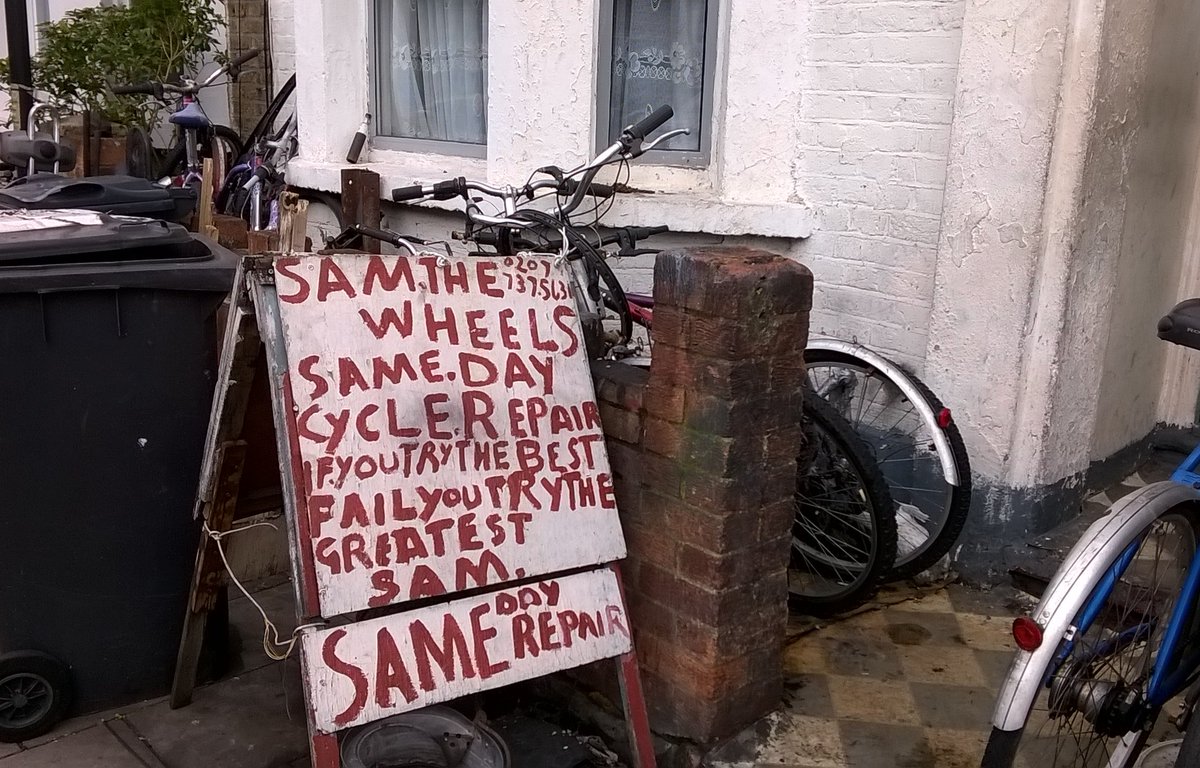 23framesband's tweet photo. @shitlondon "If you try the best fail you try the greatest Sam" - Sam the Wheels, Brixton https://t.co/zEirEtmbCr