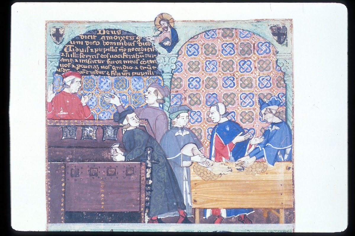 MESAMedieval's tweet photo. More #7Vices! #Avarice inside the Banco di San Giorgio, c. 1330-40, @britishlibrary Additional 27695  f. 8 https://t.co/PWkHtEvuzd