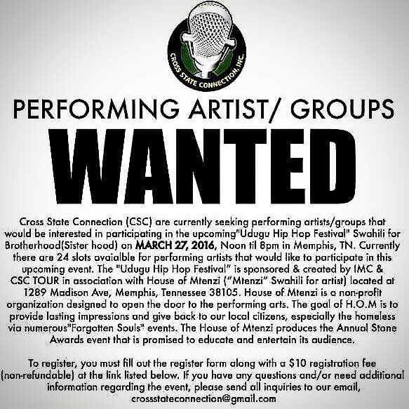 JLeslieMonique's tweet photo. Artists &amp; groups WANTED for #CROSSSTATEConnection event in #Memphis. Register today: https://t.co/AydWs9EvQC https://t.co/qFp7L0ib8G