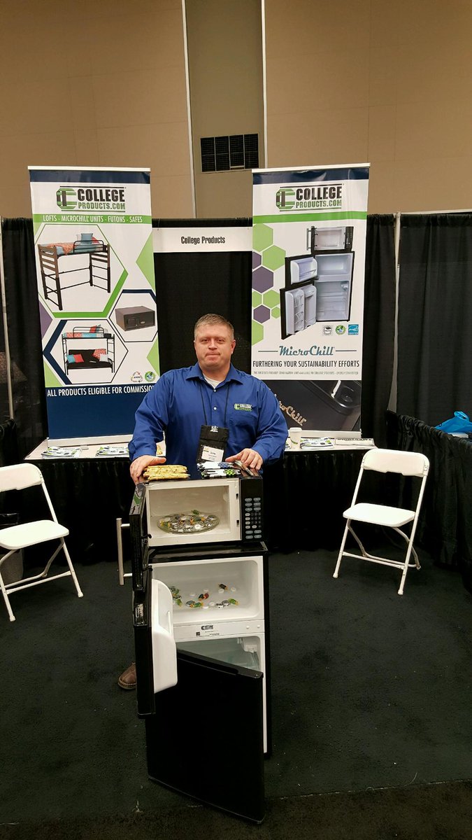 CollegeProducts's tweet image. Be sure to stop by the College Products booth and tell Jim and Denny hello! #SWACUHO2016 #bestminifridge #Microchill