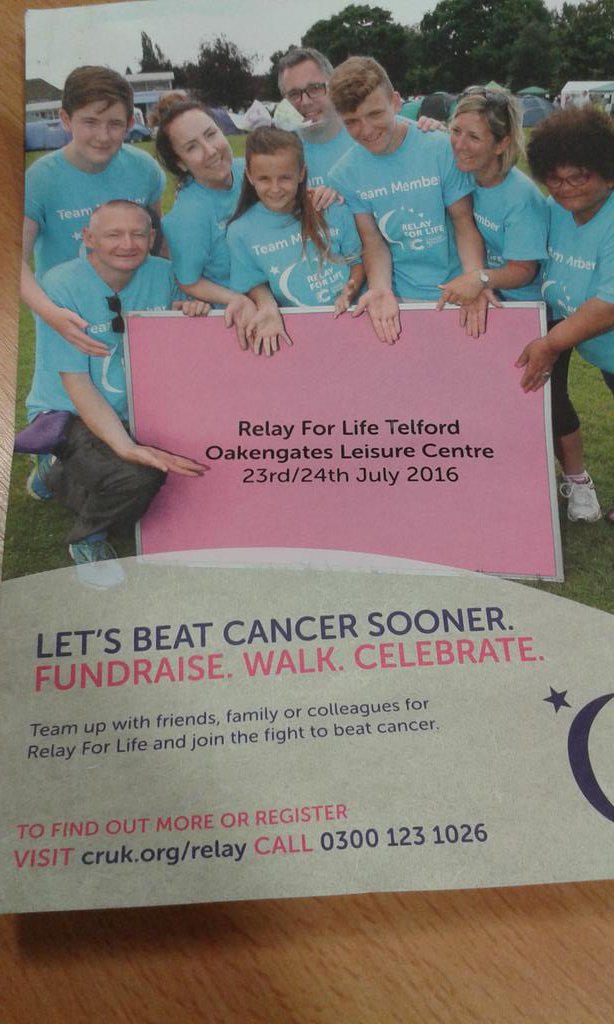 RelayTelford's tweet photo. Relay For Life Telford is looking for teams to join Us!  please message us If you would like more information #CRUK https://t.co/1cFUE5jmfm