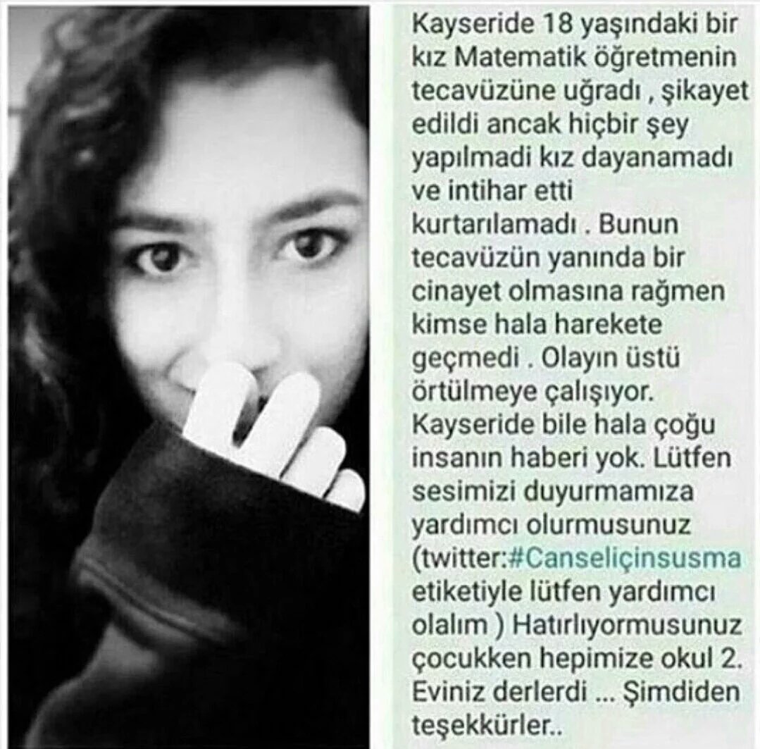 Bu ülkede cinsel saldırı kurbanlarının seslerini duyurmaları için canlarına kıymaları mı gerekiyor?#canseliçinsusma