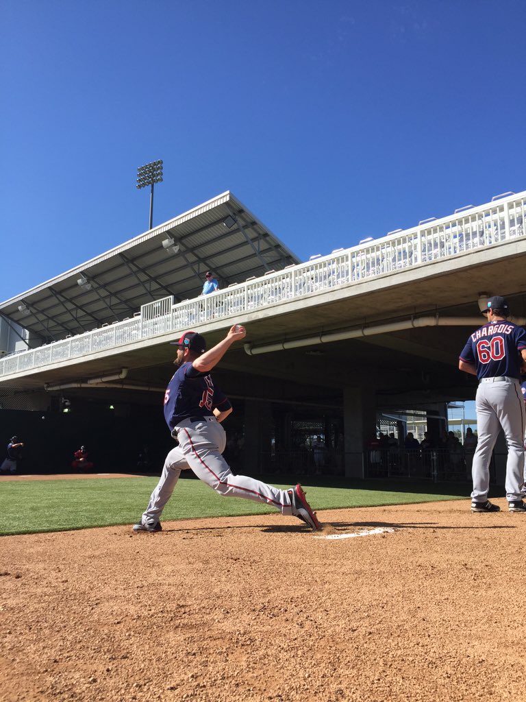 Twins's tweet photo. Bullpen work to start the day. #MNTwinsST https://t.co/K8k3SSyK7H