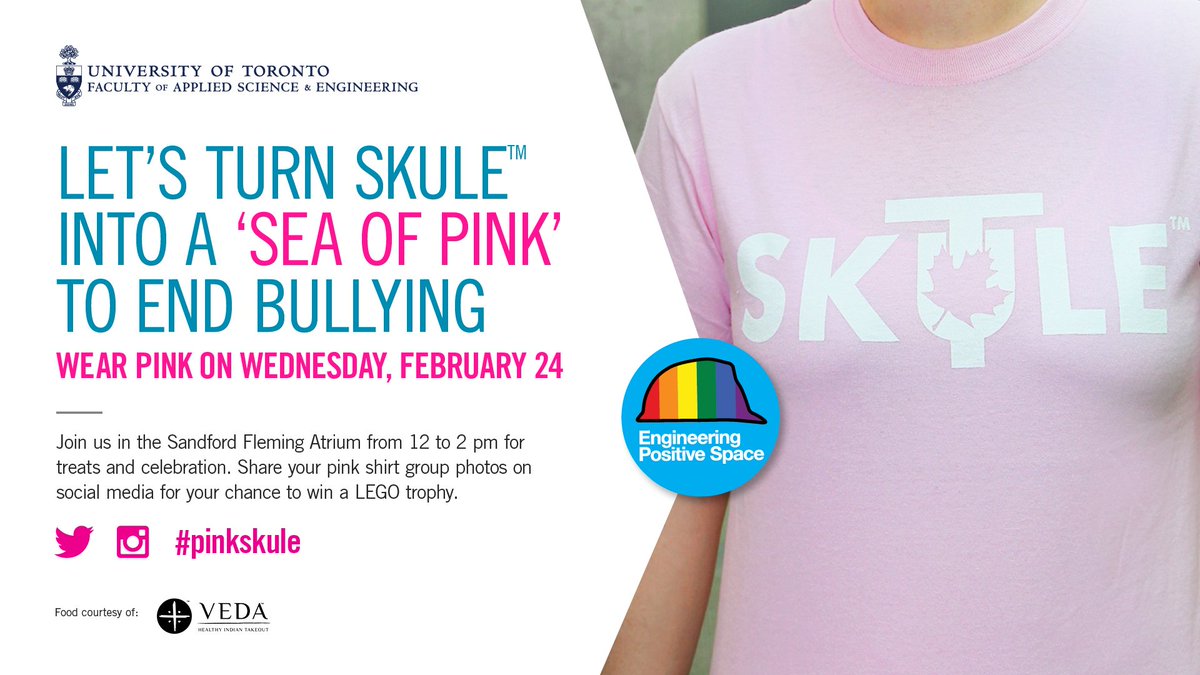 UofTEngineering's tweet photo. Don't forget to wear pink tomorrow & stand against bullying! #PinkShirtDay #pinkskule https://t.co/kyAwGXzbY6 https://t.co/SzsUSURW2d