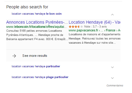 GoodnessNeil's tweet photo. Bloc "People also search for" au milieu et à la fin d'un #SERP #Google_FR - très étrange https://t.co/igP70rMtnv