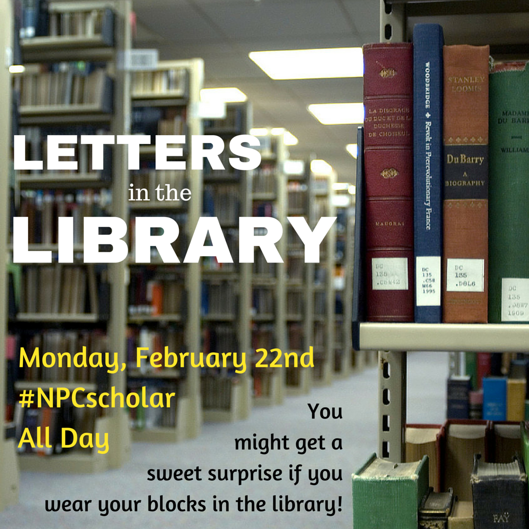 IndStatePA's tweet photo. You might get a sweet treat if you wear your Letters in the Library today! #NCPscholar https://t.co/baR3zLPvvu