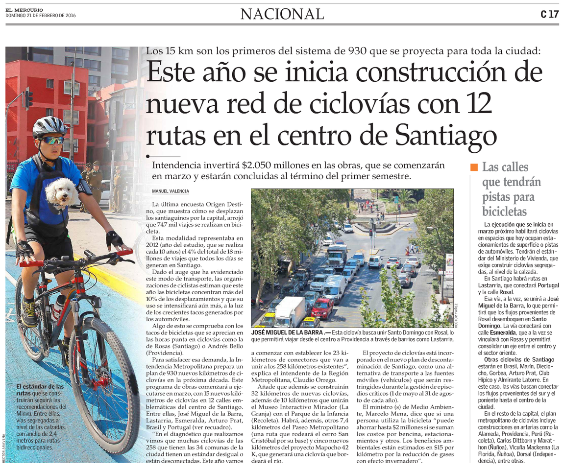 marcelomena's tweet photo. Se vienen más de 900km de ciclovías en la RM la próxima década. Y muchos km en los próximos años. Bueno para el aire https://t.co/xUlghlA4KD