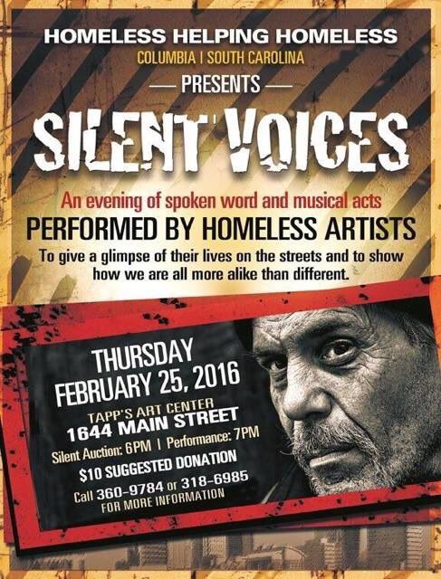 itsjudyt's tweet photo. See you at Silent Voices Thursday Night 7:pm #HomelessHelpingHomeless @benhoover @meaghannorman https://t.co/TvoJhxE4cd