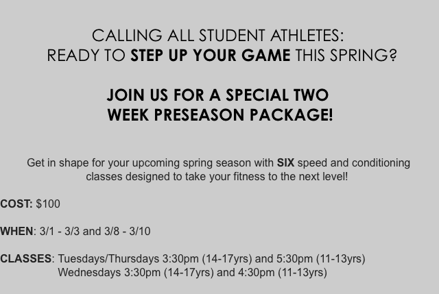 Join us for a special 2 WEEK PRESEASON PACKAGE! Only $100 for 6 speed &amp; conditioning classes bit.ly/CATZpreseason