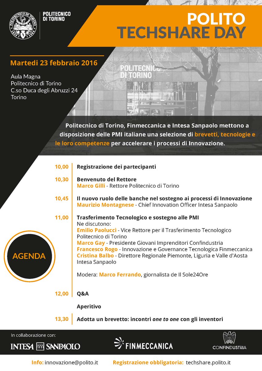 PoliTOnews's tweet image. Gli inventori incontrano le aziende: domani, 23/02 h.10.30, #TechshareDay al #PoliTo goo.gl/d67KmA
