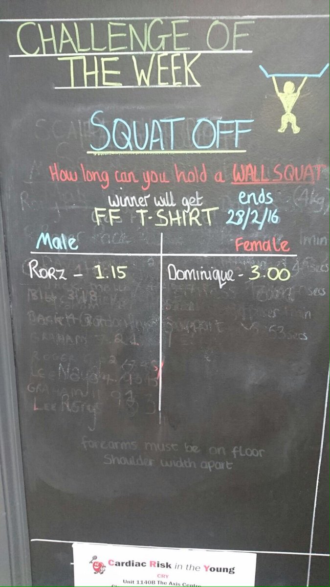 BetterMereGreen's tweet photo. This weeks Challenge is our #Squatoff wall sit
See any of our team to take part ๐ช @FitnessFirstUK https://t.co/JyTQON3dS6