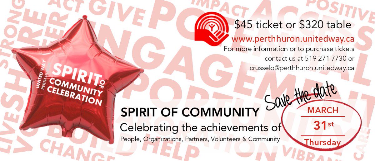 Tickets are now on sale for our Spirit of Community Celebration! Call 519 271 7730