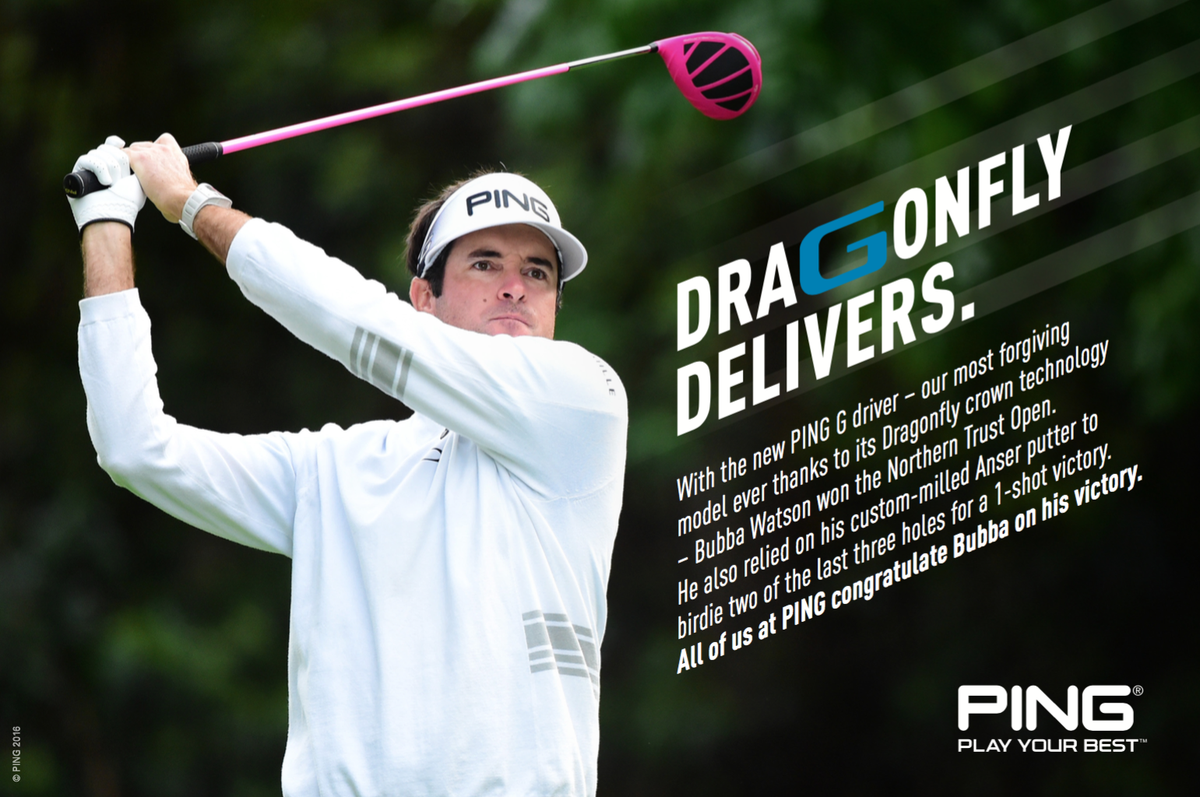 PingTour's tweet photo. All of us at PING congratulate @bubbawatson on his 9th @PGATOUR victory! #DragonflyMe #urwelcome #PlayYourBest https://t.co/QLsjVikzZ1
