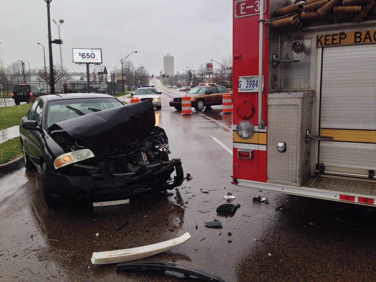 Jackson fire truck hit by car on high street