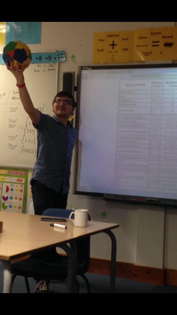 tomdp123's tweet photo. @benjaminwalton6 @LongsandsMaths Ben holding his Icosidodecahedron https://t.co/gnMuaMZZi1