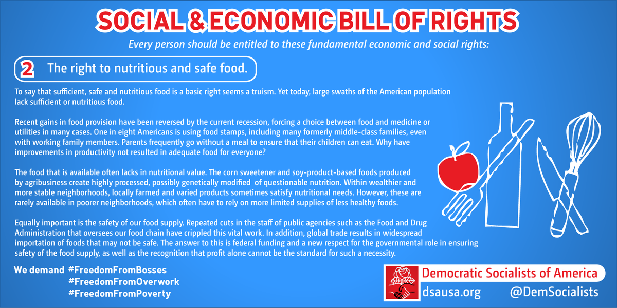 DemSocialists's tweet photo. In a country as rich as ours, no one should go hungry. We need a #SecondBillOfRights! https://t.co/HVcxTc9Vq5