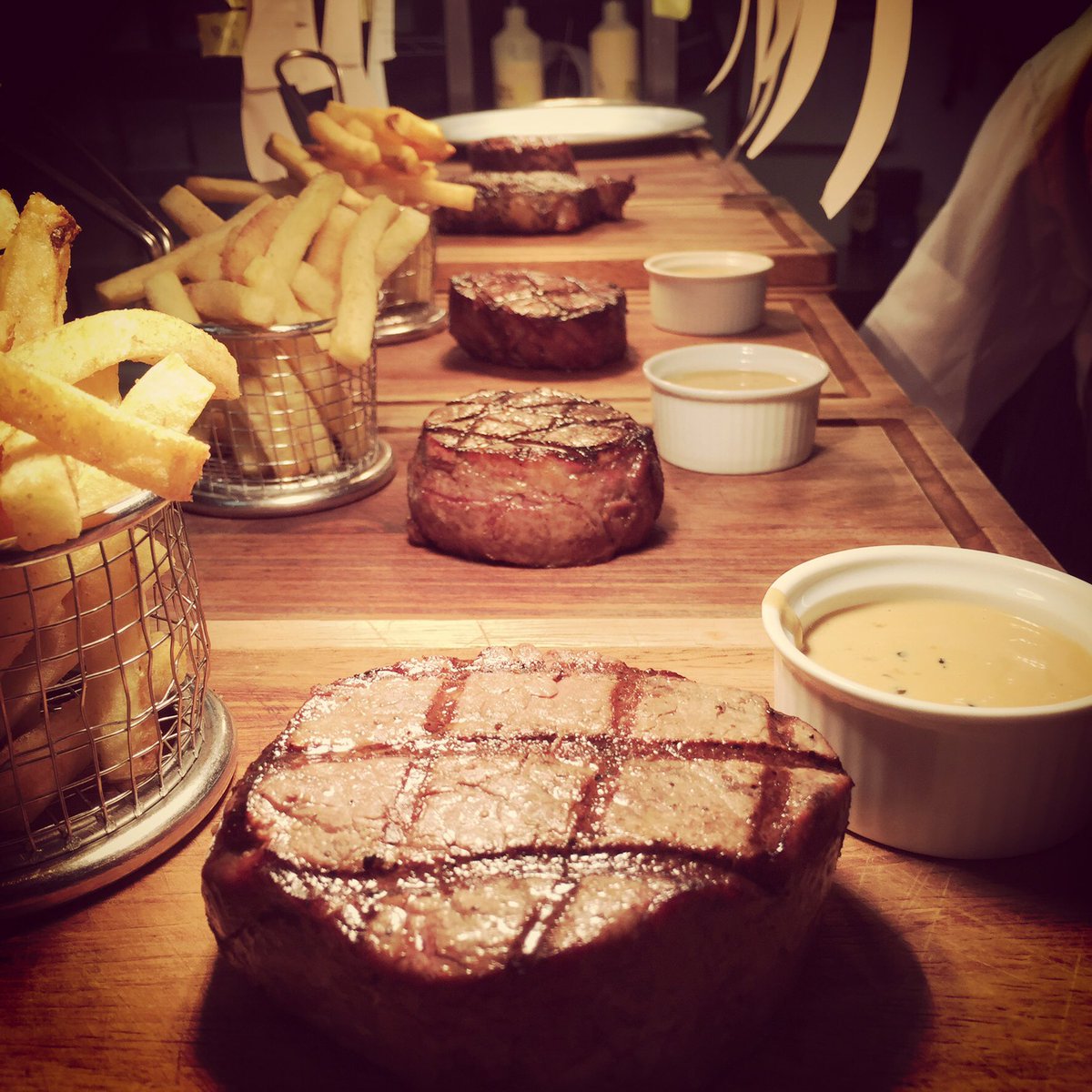 Steaks on the pass.