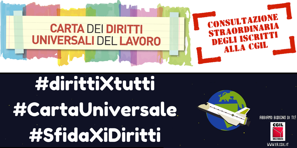 CGILModena's tweet photo. Carta dei Diritti Universali del Lavoro #CartaUniversale #SfidaXiDiritti #dirittiXtutti >> https://t.co/4RoL2dVqzU https://t.co/5q4dvJxQDm