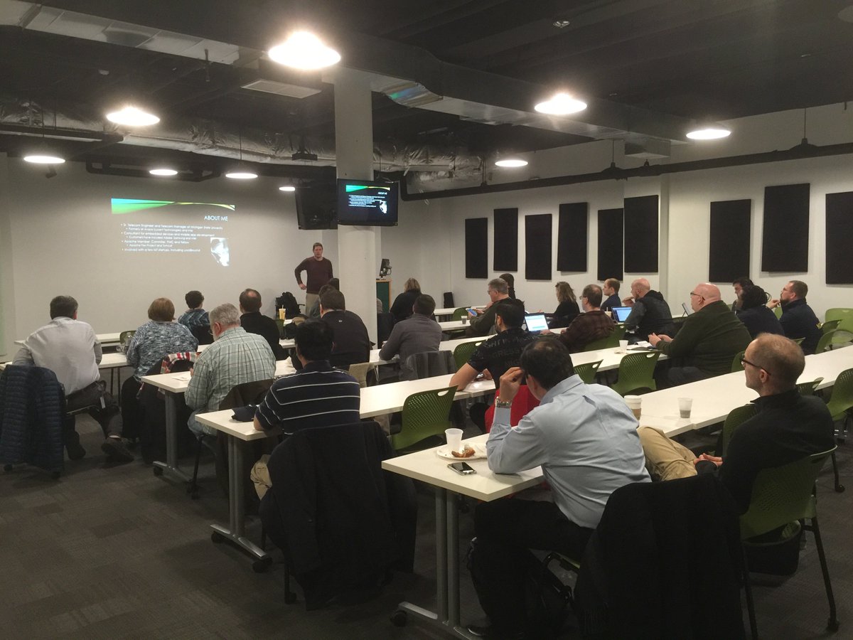 MoMoLansing's tweet photo. great crowd tonight to hear @quetwo speak on #IoT @EastLansingTIC with @MITN_Lansing https://t.co/Vm1qm4blDz