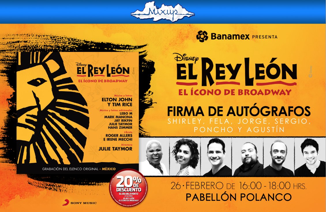 MixupTeam's tweet photo. ¡Este viernes no se pierdan al elenco de El Rey León en firma de autógrafos en Mixup Polanco a las 4:00 pm! https://t.co/X7rT3lnJF6