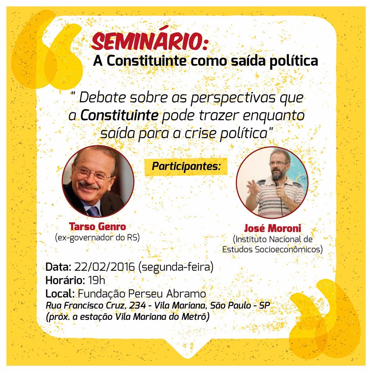 PleConstituinte's tweet image. É hoje! Transmissão ao vivo no site da @fpabramo