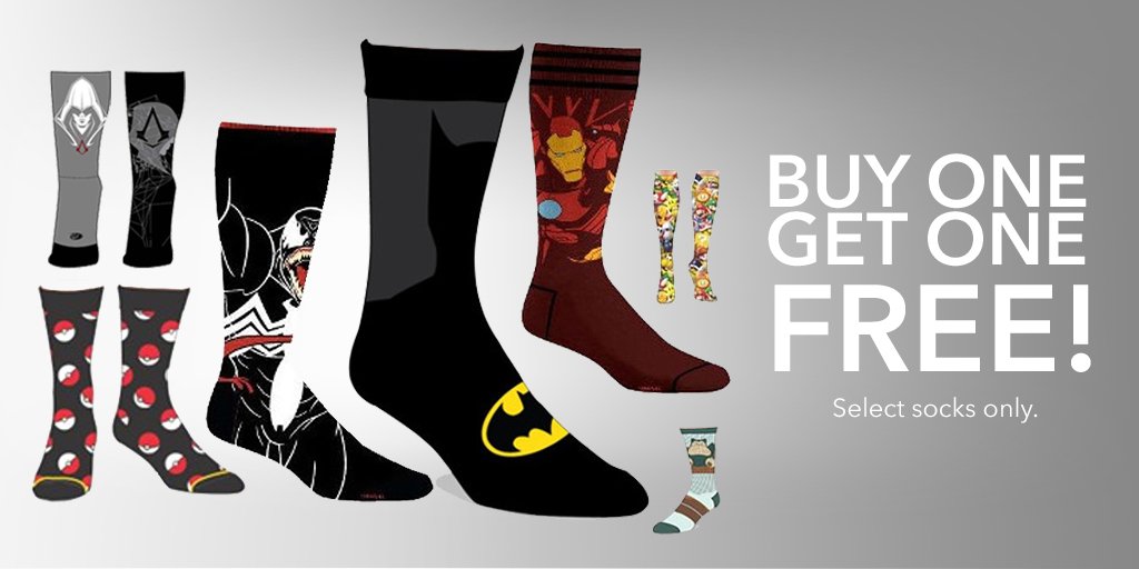 ebgamescan's tweet photo. We've got a sweet BOGO free deal on select socks until 2/27.
In-store only.
Dress to impress!
#EBStyle #sockswag https://t.co/8NJHROhGjQ