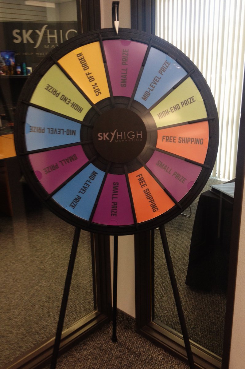 Spin our prize wheel at #EXHIBITORLIVE next week in Vegas! Visit us at booth 2069! #clientgifts #eventgiveaways