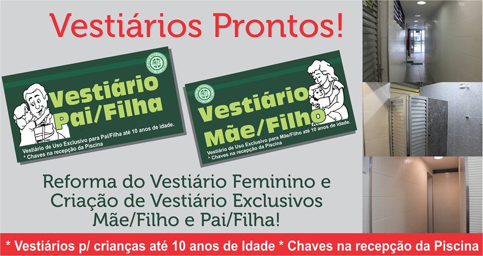 Os vestiários exclusivos ficaram prontos! Agora temos Pai/Filha e Mãe/Filho.