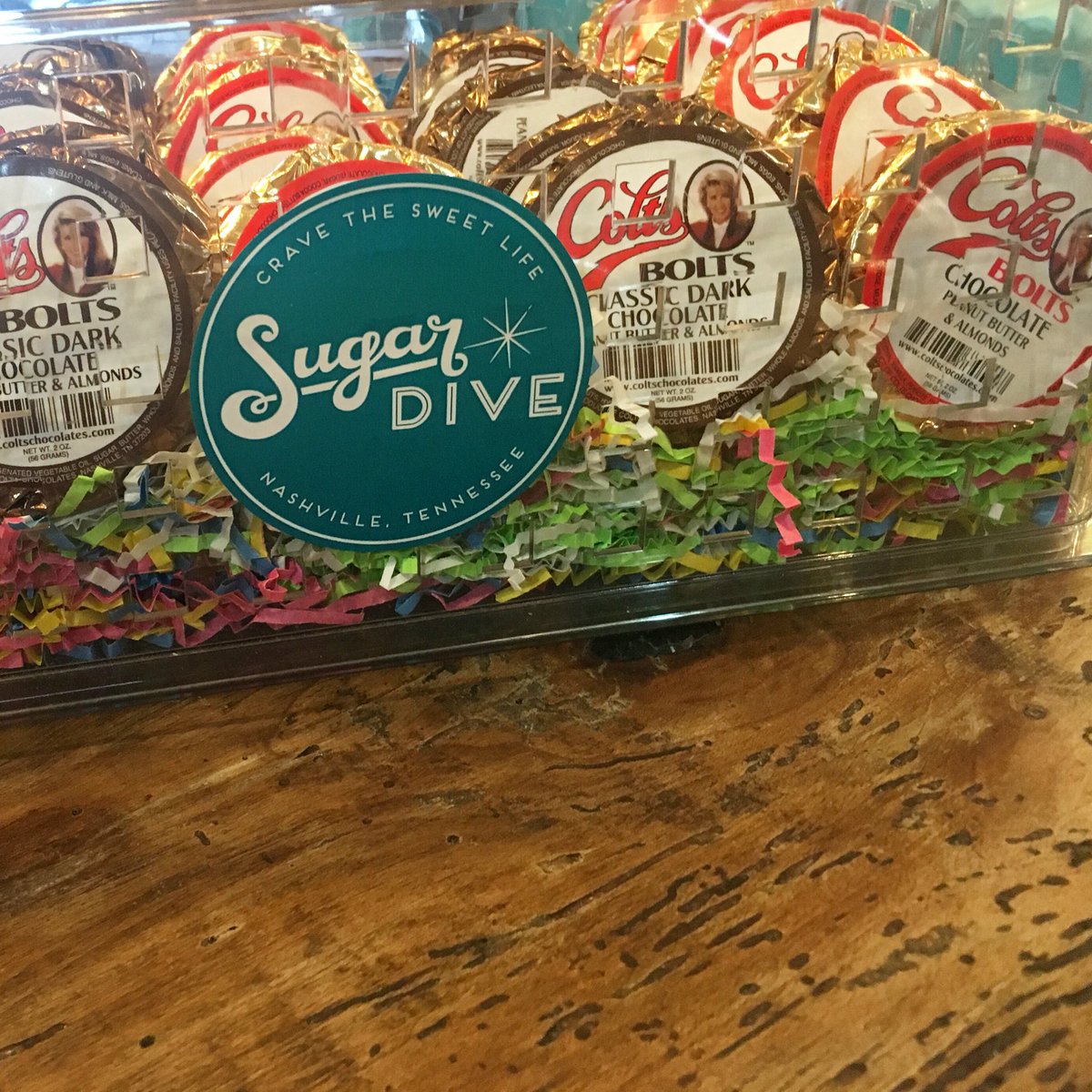 SugarDive's tweet photo. It's a @coltschocolates #coltsbolts kind of day! #yumyumyum 
#SugarDive #candy  #nashville… https://t.co/ILupH0u1yn https://t.co/Ym7fLoLyVI