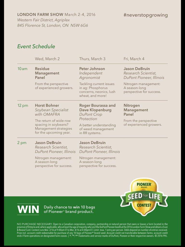 PerthAgPartners's tweet photo. Join Pioneer at the #LondonFarmShow and listen in on one of the great topics #neverstopgrowing https://t.co/1GoAS4YESN