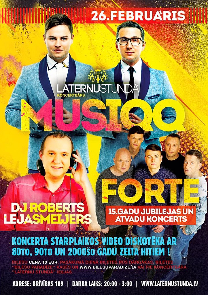 26.februārī Forte pēdējais 15 gadu jubilejas un atvadu koncerts Rīgā klubā <a href="/Laternustunda/">Laternu stundā</a> .#Forte15AtvaduKoncerti