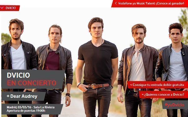GuauMiauyMas_'s tweet photo. MT @vodafoneyu Si eres de Vodafone pilla entrada #VYMS @Dvicioficial y @DearAudreyMusic en https://t.co/Udk96NyTZc https://t.co/XUAA1b39Xu