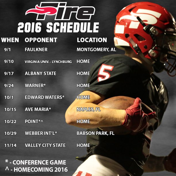 FireAthletics's tweet photo. Here's your first look at the 2016 @SEUFireFootball schedule! #FuelTheFire https://t.co/TsvHy9OdF6