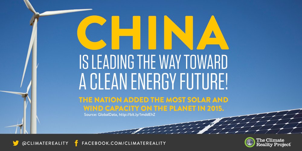 ClimateReality's tweet photo. The future is bright (and breezy)! Retweet to congratulate China on an incredible year for clean energy. https://t.co/0fPtHTm5Dq