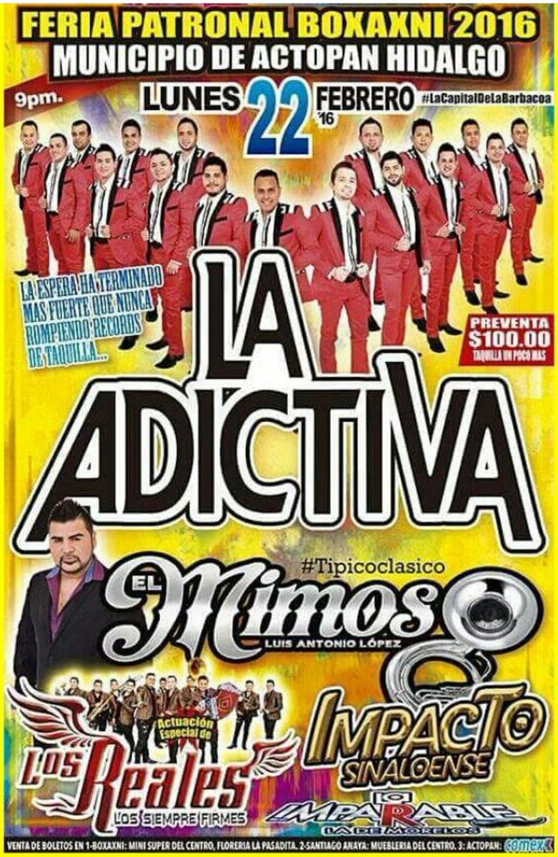 adictivaoficial's tweet photo. Hoy nos vemos en Boxaxni, Hgo.  #ElViejon https://t.co/DLzmkfu39P