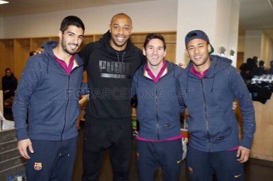 Mighty_Leaf_Tea's tweet photo. Four of the finest players the game has ever seen. And a picture of Messi, Suarez, Neymar and Henry. https://t.co/fLM9H7doQX