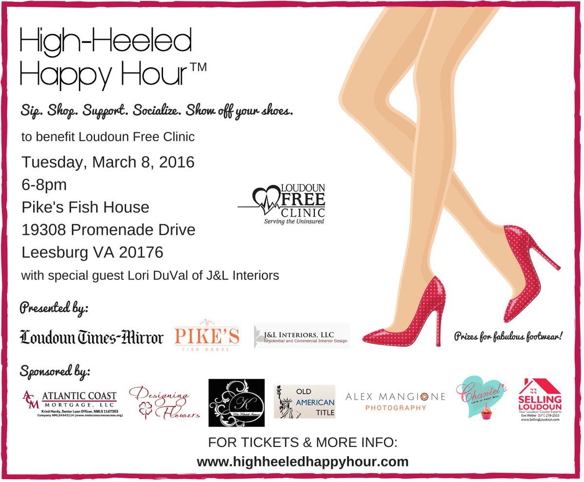 highheeledhh's tweet photo. Tickets now avail for our upcoming HH, Tues 3/8 at @PikesVA to benefit @LoudounFreeClin. https://t.co/YTniW0ExAZ https://t.co/x8OazcSNZv