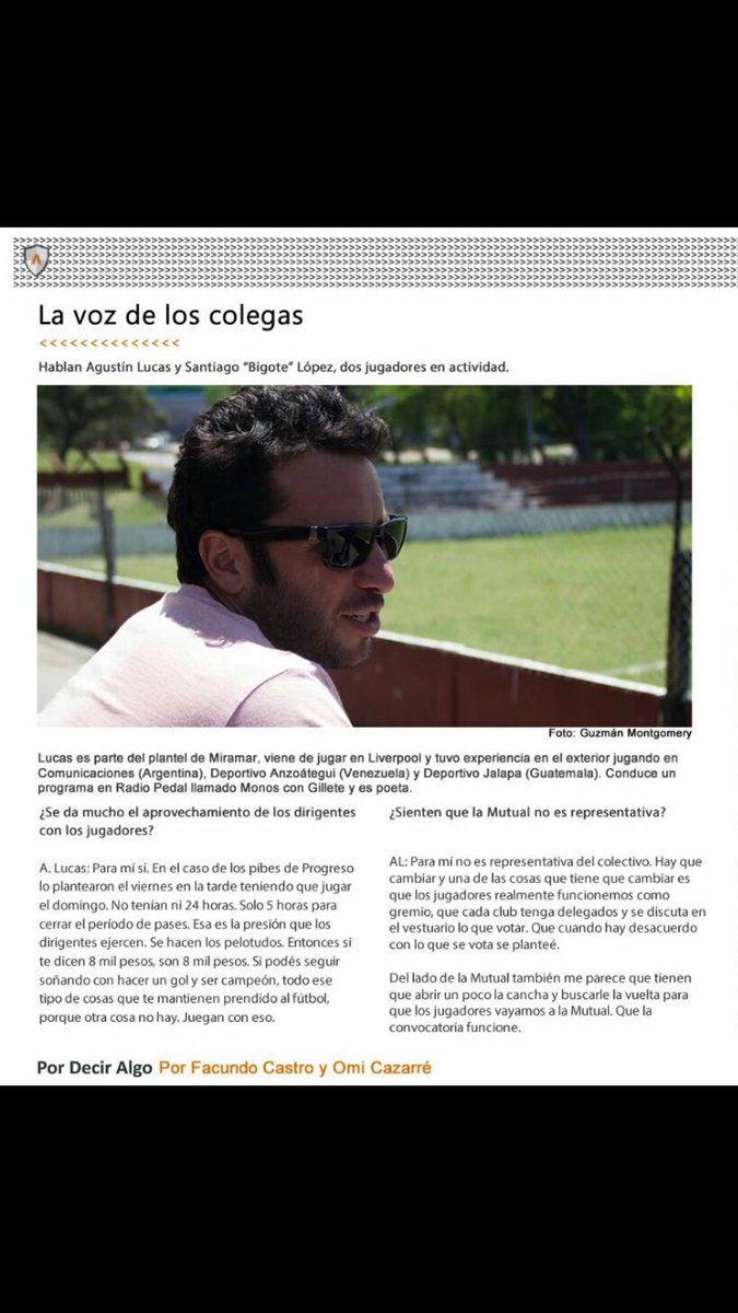 sinjugadoresNF's tweet photo. Excelente nota de @Pordeciralgoweb  a @taponesdefierro y al Bigote López. #sinjugadoresnohayfutbol https://t.co/3BDR48GBZd