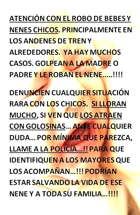 JorgeFavaloro's tweet photo. ATENCIÓN CON EL ROBO DE BEBES EN LOS ANDENES DE TREN Y EN TODOS LADOS... https://t.co/b1YsfQ6QPv https://t.co/WHEp7nt9gK