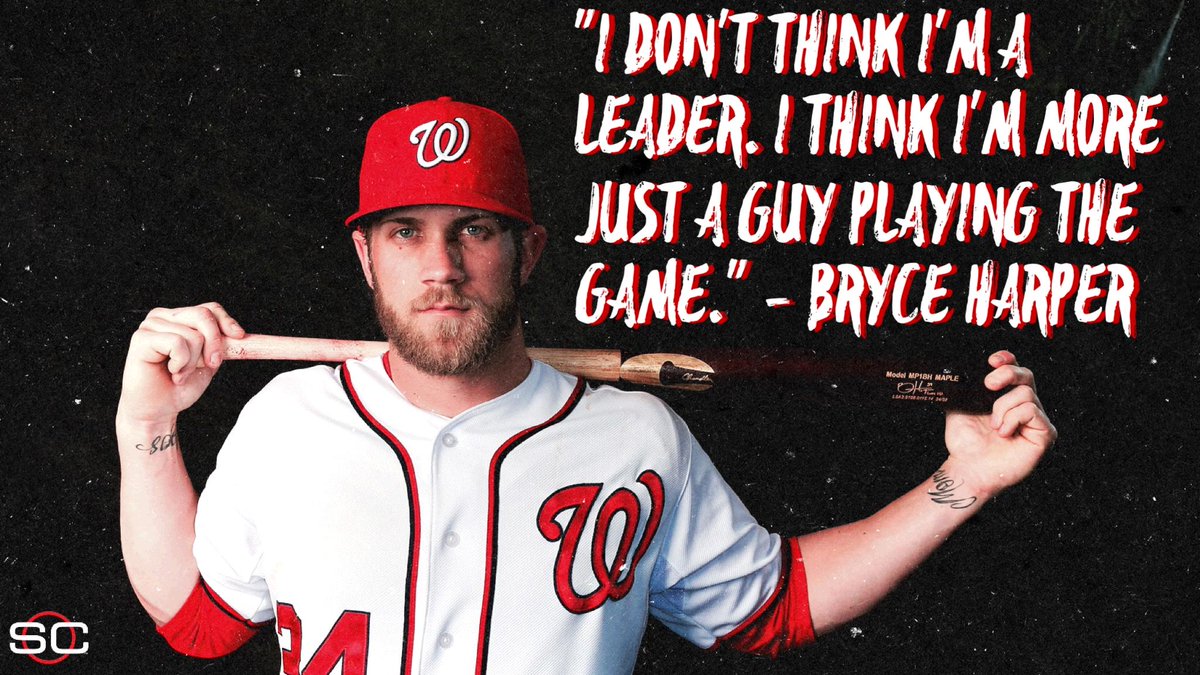 SportsCenter's tweet photo. Reigning National League MVP Bryce Harper still doesn't see himself as a leader of the Nats. https://t.co/dJWhwrBBNK https://t.co/CSzymnnLAq