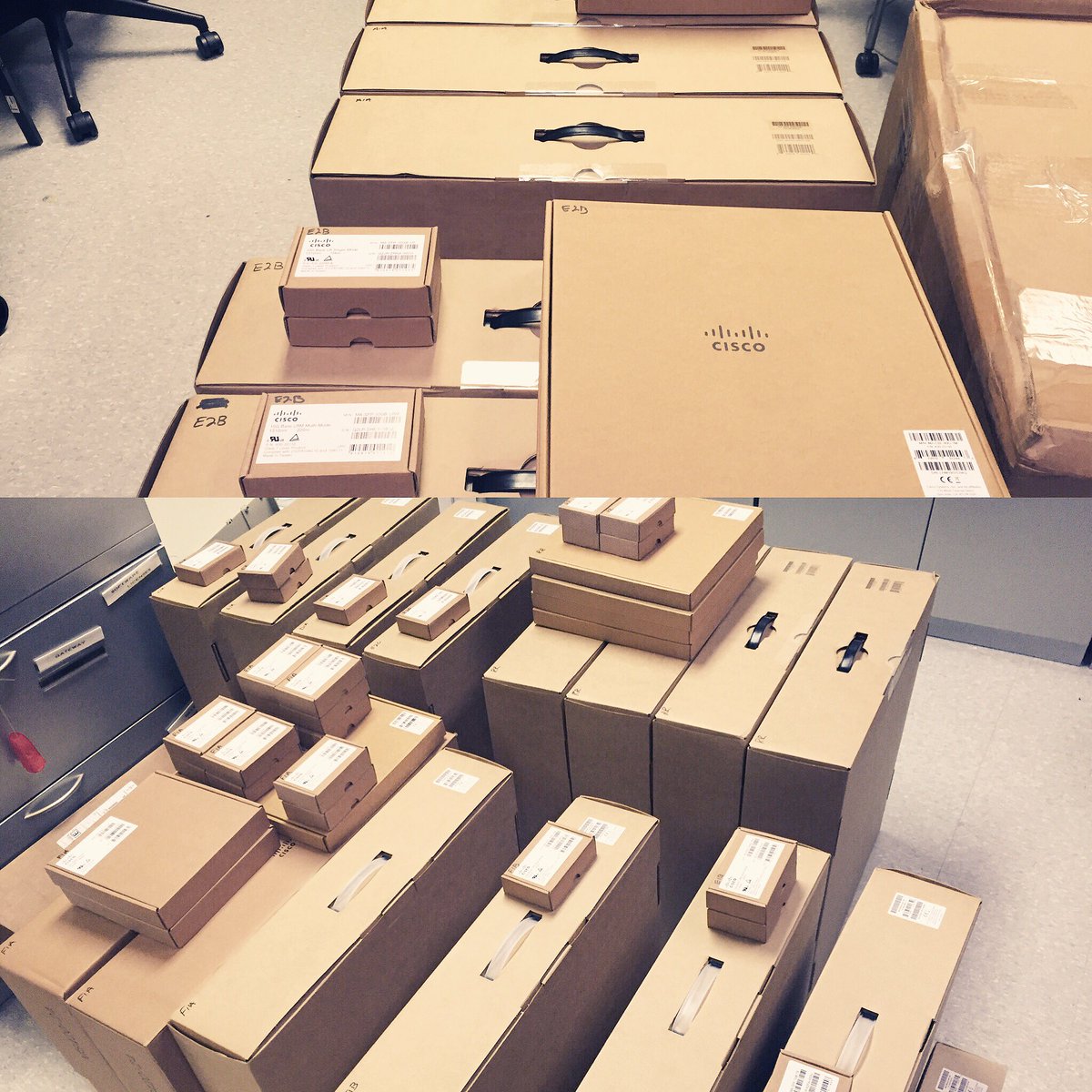 jmeeker's tweet image. All of these boxes can only mean one thing...it's upgrade time. 🎉 #cisco #citrt