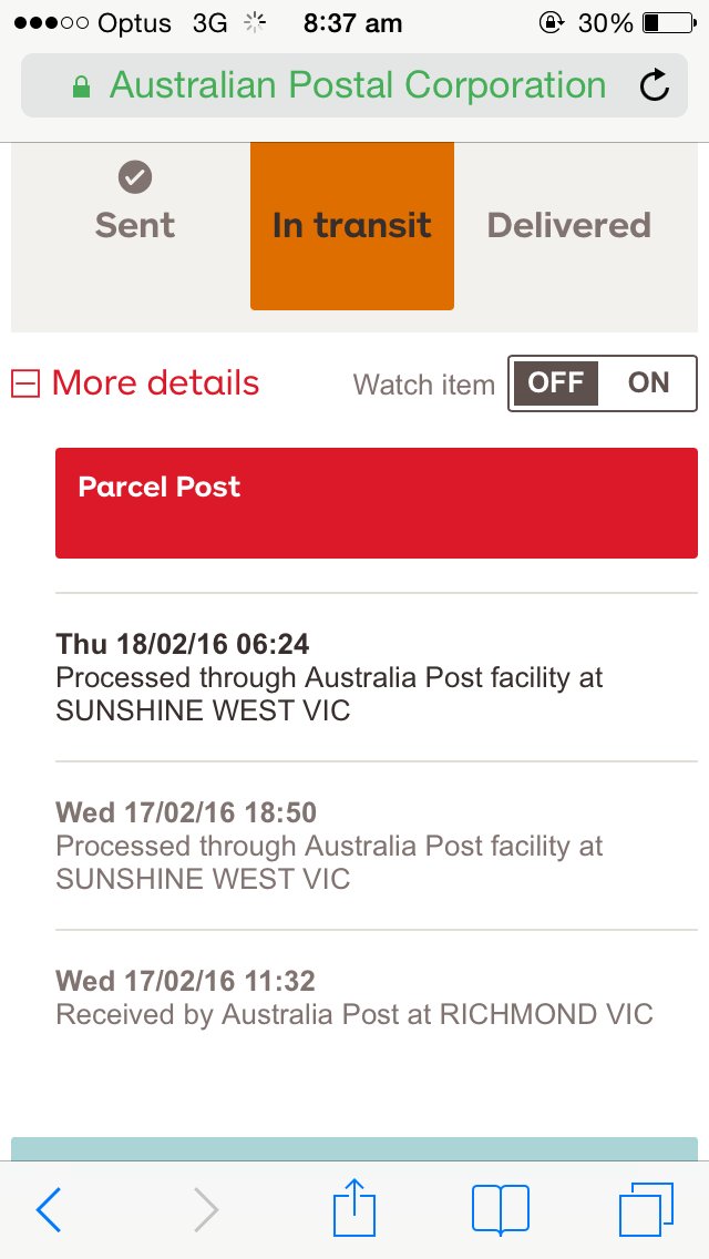 georgiemurphy's tweet image. AND HERE WE GO AGAIN @auspost can you please enlighten me? your page tells me no activity since Thursday #NotExpress