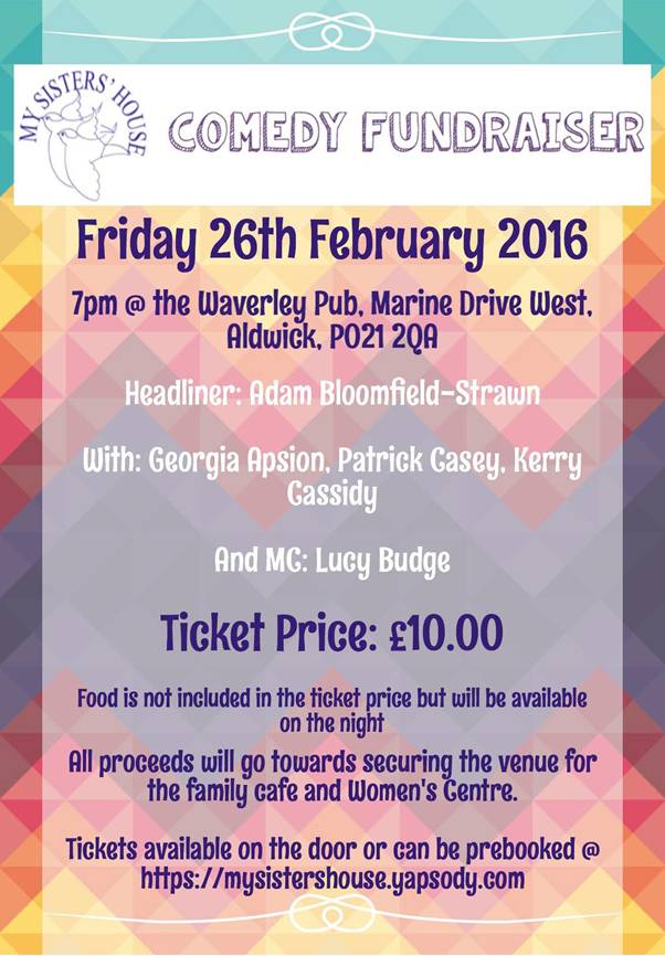 New venue! This should to be a great night, for <a href="/MySistersHouse4/">MySistersHouseBognor</a> at <a href="/Waverleypub/">The Waverley</a> in <a href="/BognorUK/">BognorUK</a>. #charity #comedy