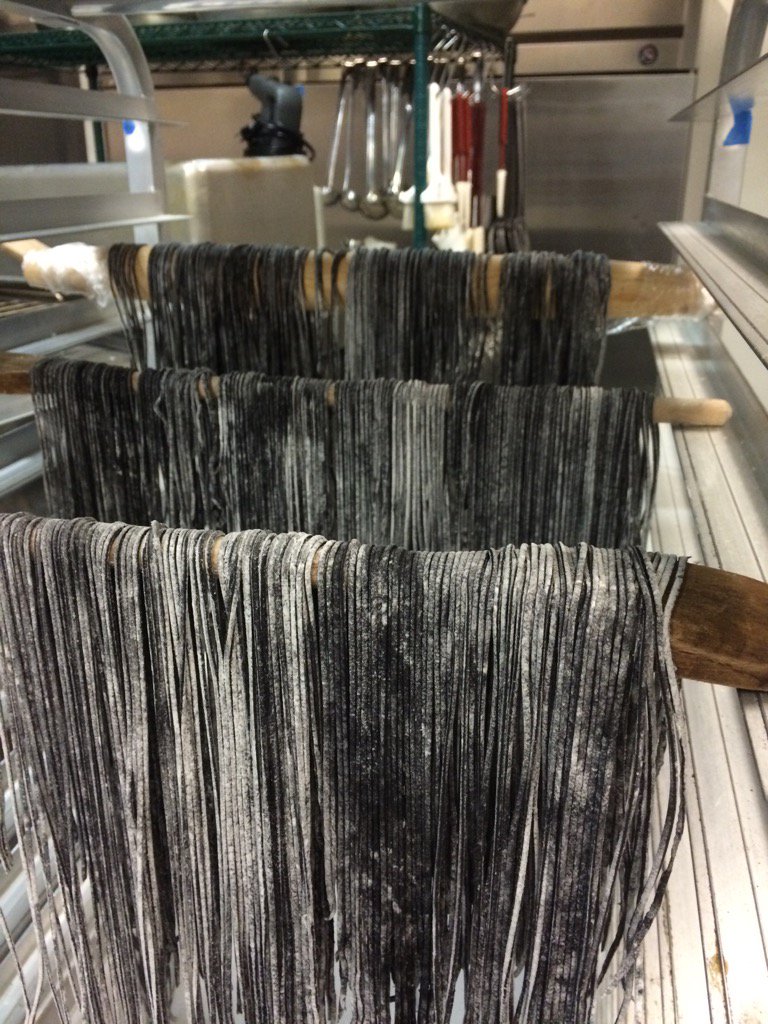 stzanini's tweet photo. Squid ink pasta and clams https://t.co/uZ0WB1SOMQ