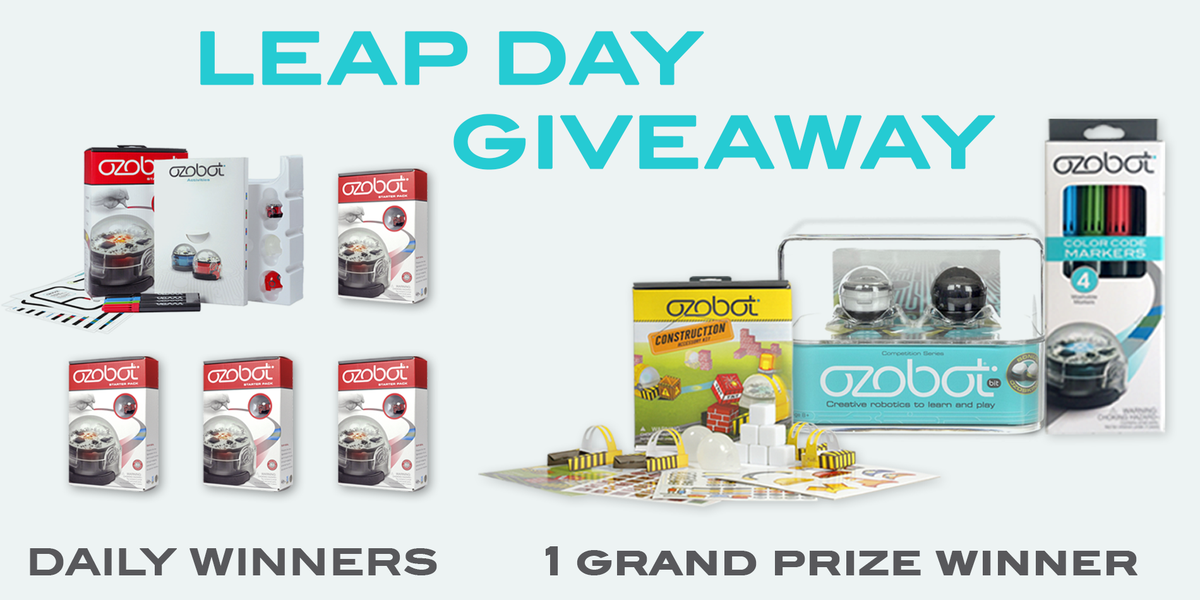 Ozobot's tweet photo. #LeapDay is next week, and we're excited to announce the #OzoLeapDayGiveaway! https://t.co/0ssuO6psSi #STEM #EdTech https://t.co/MtwXiMxZsY