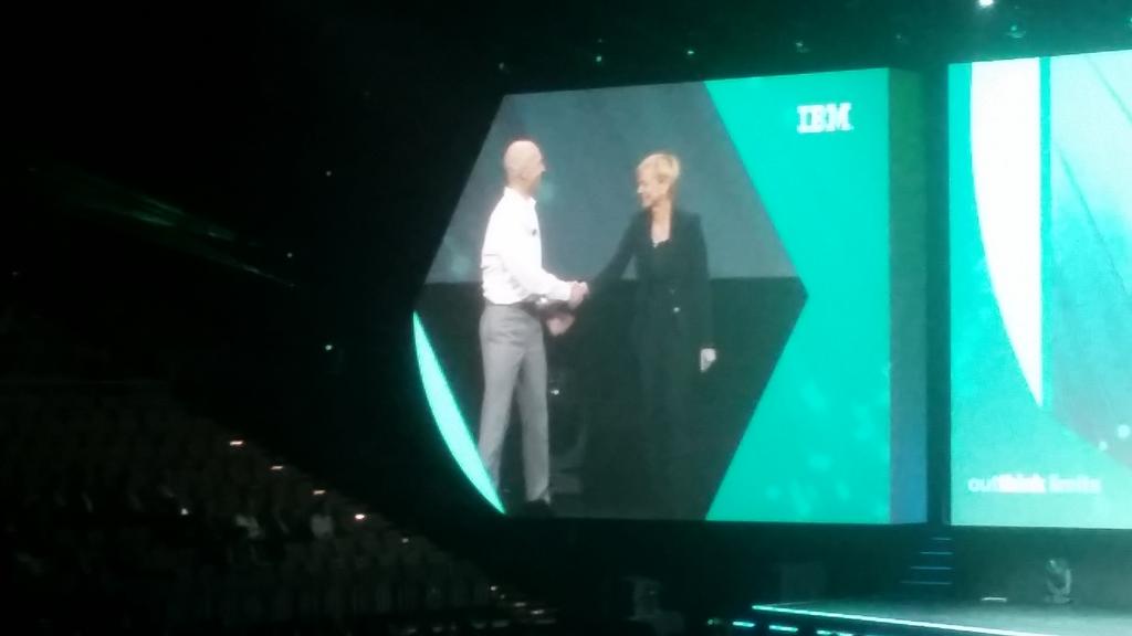 AnnetteMiller_'s tweet photo. @nealhenderson talks with @harrietgreen1 about how Watson IoT will help USA cycling win gold! #ibminterconnnect https://t.co/tW93q9GeBA