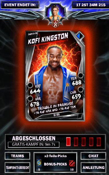 36wave's tweet photo. 36Wave nach 3 1/2 Std mit Kofi Kingston fertig :) #WWESupercard #TeamRD #36Wave https://t.co/fB7SCOKeU9