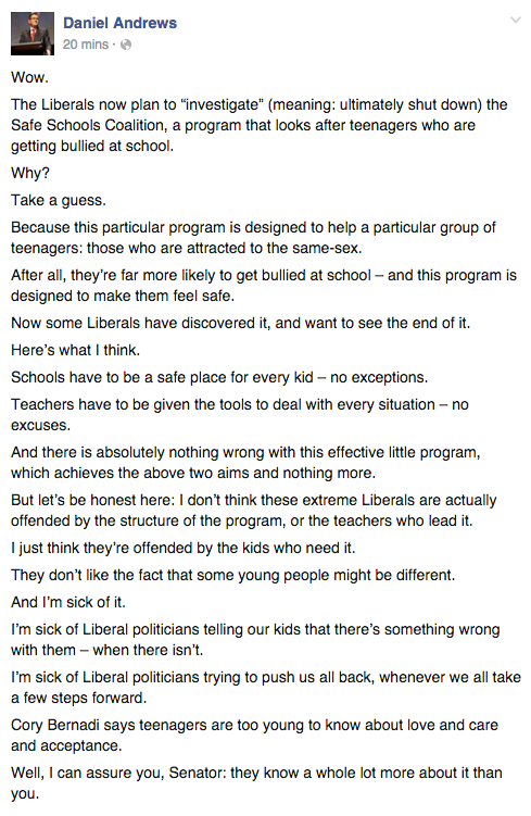alexbrucesmith's tweet photo. .@DanielAndrewsMP, drop the mic 😎. #safeschools https://t.co/GCAkAe2yKH