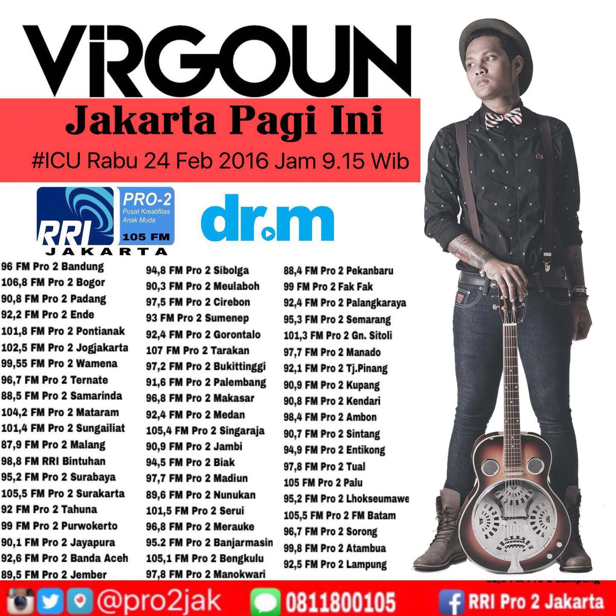 Panggilan LF! Bsk dengerin <a href="/LCvirgoun/">VIRGOUN</a> di RRI Pro2Network jam 9.15wib, jgn kelewatan yak! @Pro2Jak #VirgounDiPro2FM
