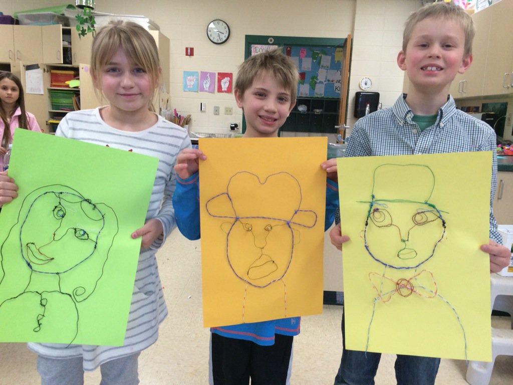 FLCartroom's tweet photo. 3rd grade wire portraits #ksdpride #arteducation https://t.co/kj5P84FXvQ